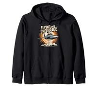 Flying Into 2nd Grade Back To School Jet Fighter Graphic Zip Hoodie