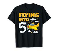 Flying Into 5 Airplane Pilot 5 Year Old 5th Birthday T-Shirt
