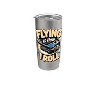 Flying is How I Roll Pilot Aviation Stainless Steel Insulated Tumbler