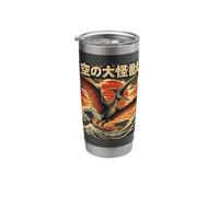 Flying Kaiju Pterosaur Above Gigantic Wave Japanese Retro Stainless Steel Insulated Tumbler
