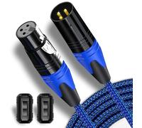 Flying Leaves Professional 6FT XLR Male to Female Microphone Cable, Dual Shielded Studio Mic Cord - Oxygen-Free Copper for Podcasting/Live Streams/Stage, Blue Nylon Braided
