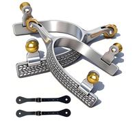 Flying Leaves Professional Horse Spurs with Roller & Wheat Engraving, Includes 2 Leather Straps - Stainless Steel English Western Riding Spurs for Men & Women, Equestrian Training Gear