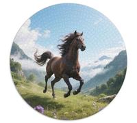 Flying Lightning Eye-Catching 1000-Piece Round Puzzle Featuring Horse, Slightly Advanced, Ideal for Wall Display After Completion 1000pcs (67.5x67.5cm)