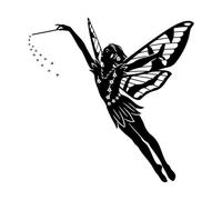Flying Little Fairy Silhouette Silhouette Lettering Decals 42x42.4cm Removable Without Leaving Glue Black