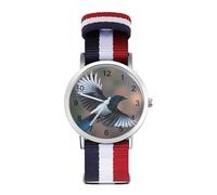 Flying Magpie Bird Stylish Wrist Watches Analog Quartz Nylon Strap Waterproof Watch for Men Women