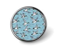 Flying Mallard Ducks Round Brooch Cute Pin Badges Decoration Jewellery for Men Women Metal Lapel Pins