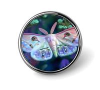 Flying Moth Round Brooch Pins Badge Printed Button Tie Lapel Backpack Pin Decoration for Women Men