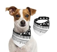 Flying Music Notes Musical Piano Keys,Dog Bandanas Cotton Pet Scarf Adjustable Bibs for Pet,M