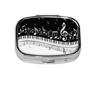 Flying Music Notes Musical Piano Keys,Meta Pill Box 2 Compartment Medicine Case,Portable Organizer,Rectangle Meta Portable Organizer Pill Box 1482 Compartment Medicine Case
