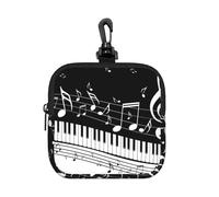 Flying Music Notes Musical Piano Keys, Square Zipper Storage Bag, Neoprene Coin Purse, Small Wallets, Change Pouch, Change Purse
