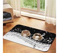 Flying Music Notes Musical Piano Keys,Waterproof Pet Feeding Mat,PU Leather Placemats for Cat Dog Water Bowl,Food Mats,40x60cm