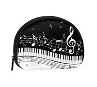 Flying Music Notes Musical Piano Keys, Women's Storage Bag Shell Makeup Bag Small Coin Purse Shell Change Pouch