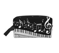 Flying Music Notes Musical Piano KeysLarge Capacity Cosmetic Organizer，Travel Makeup Bag for Women