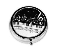 Flying Music Notes Musical Piano KeysMeta Pill Box 3 Compartment Medicine Case,Portable Organizer
