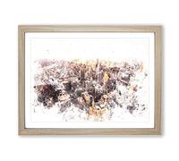 Flying Over The Chicago Skyline Watercolour Modern Framed Print | A4 Oak Framed Wall Art | Ready to Hang | Modern Cityscape Picture | Living Room Bedroom Lounge Office