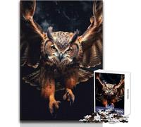 Flying Owl at Night 1000 Piece Jigsaw Puzzles for Adults Creative Problem Solving Game Heartfelt Memorable Gift Idea Size 38x52cm