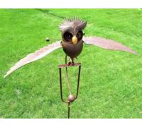 Flying Owl Garden Stake, Owl Wind Spinners Kinetic Owl, Large Rocking Animals with Flapping Wings Garden Stakes, Metal Simulation Bird for Outdoor, Yard, Decor, Ornament (Owl)