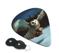 Flying Owl Guitar Plectrums, 6 Guitar Plectrums, Double Sided Printing, For Acoustic Guitar, Bass, Ukulele, Electric Guitar (0.46 Mm 0.71 Mm 0.96 Mm)