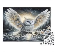 Flying Owl Jigsaw Puzzles 1000 Pieces Recycled Flowers Senior Puzzles Party Game Props Great Gift Idea for Family And Friends Birthdays 38x26cm/1000pcs