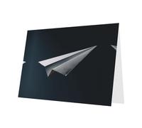 Flying Paper Airplane Elegant Greeting Card On Pearl Paper â€“ Premium Shimmering Design For Christmas, Birthday, Wedding & Valentineâ€™s Day Celebrations