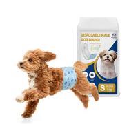 Flying Paws Dog Nappies Male 26 count S, Disposable Wetness Indicator Male Dog Diapers, Adjustable Super Absorbent Warps, Leak-Proof Belly Bands for Puppy Incontinence