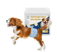 Flying Paws Dog Nappies Male 52 count M, Disposable Wetness Indicator Male Dog Diapers, Adjustable Super Absorbent Warps, Leak-Proof Belly Bands for Puppy Incontinence