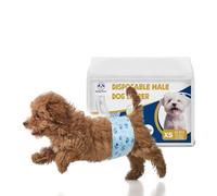 Flying Paws Dog Nappies Male 52 count XS, Disposable Wetness Indicator Male Dog Diapers, Adjustable Super Absorbent Warps, Leak-Proof Belly Bands for Puppy Incontinence