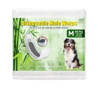 Flying Paws Dog Nappies Male, M-48 Disposable Male Warps with Activated Charcoal, Odor Neutralization Soft & Breathable Diapers, Puppy Incontinence Pants M-48 Count
