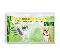 Flying Paws Dog Nappies Male, S-24 Disposable Male Warps with Activated Charcoal, Odor Neutralization Soft & Breathable Diapers, Puppy Incontinence Pants S-24 Count