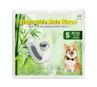 Flying Paws Dog Nappies Male, S-48 Disposable Male Warps with Activated Charcoal, Odor Neutralization Soft & Breathable Diapers, Puppy Incontinence Pants S-48 Count