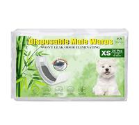 Flying Paws Dog Nappies Male, XS-24 Disposable Male Warps with Activated Charcoal, Odor Neutralization Soft & Breathable Diapers, Puppy Incontinence Pants XS-24 Count