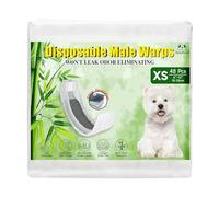 Flying Paws Dog Nappies Male, XS-48 Disposable Male Warps with Activated Charcoal, Odor Neutralization Soft & Breathable Diapers, Puppy Incontinence Pants XS-48 Count