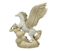 Flying Pegasus Winged Horse Statue - Handmade Cast Marble Sculpture Patina Finish with Gold Accents- Greek Mythology Decor