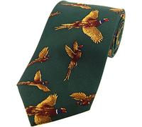Flying Pheasants Tie on Green Silk Tie Shooting Gift