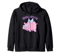 Flying Pig Cartoon - Believe Zip Hoodie