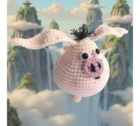 Flying Pig Crochet Kit for Beginner, Step-by-Step Crochet Tutorial Help to Easy Get Start, DIY Crochet Knitting Material Kit Include All Tools Needed, Best Gift for Friends and Family