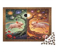 Flying Pig Fantasy Tree Universe 1000 Piece Jigsaw Puzzle Paper Puzzle Game for Adults Magical Night Scene Family Relaxation Decoration Gift 38x26cm/1000pcs