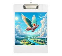 Flying Pig Funny Acrylic Clipboards Writing Clipboard Cute Decorative Letter Size Clipboard with Low Profile Metal Clip for Students, Women, Man 12.5 x 9 Inches