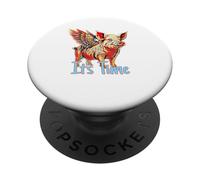 Flying Pig It’s Time Illustration Funny Colorful Winged Art PopSockets Adhesive PopGrip