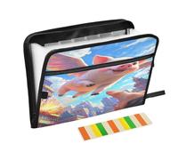 Flying Pig Over Colorful City Accordion File Organizer 13 Pockets Expandable File Folder with Labels Bill Receipt Document Holder