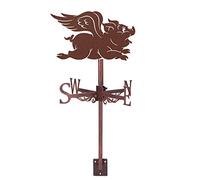 Flying Pig Weathervanes, Stainless Steel Weather Vane Wind Direction Indicator Durable Measuring Tool for Outdoor Garden Roof Paddock Decoration,Bronze,Angel Pig