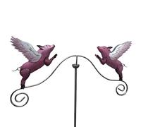 Flying Pig Wind Spinner, Outdoor Garden Decor, Metal