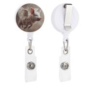 Flying Pig with Wings Pearl Necklace Retractable Badge Holder Reel Clip ID Card Holder for Doctor Nurse Student Office Worker
