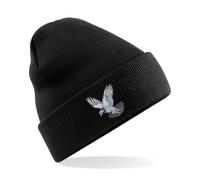 Flying Pigeon Fly into Style with This Unique Racing Pigeon Embroidered Beanie Hat! (UK, Alpha, One Size, Black)