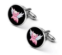 Flying Piggys Shirt Cufflinks Round Cuff Links for Business Wedding Party Father's Day Gift 1.7cm