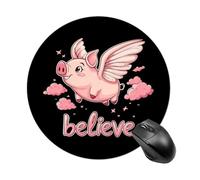 Flying Pigs Believe Round Gaming Mousepad Rubber Base Desk Mat for Office Laptop Computer
