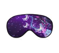 Flying Pink Butterflies and Flowers Sleep Mask Sparkle Glowing Stars Blindfold for Sleeping Elastic Blackout Eye Mask Cover for Full Night's Sleep Travel and Nap