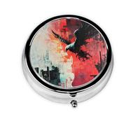 Flying Pixel Eagle Portable Pill Box, 3 Compartment Pill Box, can be Put into Wallet, Pocket, Light and Convenient, mini Round Pill Box