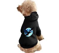 Flying Raven Full Moon Print Pet Dog Hoodie Novelty Clothes Pullover Sweatshirt for Small Puppy and Cats