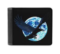 Flying Raven Full Moon Printed Bifold Wallet with Hidden Compartments Pocket Money and Credit Card Holder for Men Women